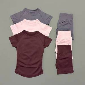 2 Pieces Gym Sets Women Seamless Knitted Yoga Sleeve Top Fitness T-shirt Set Workout Running Sports Shorts Pants <b>Suit</b> - Product Image 3