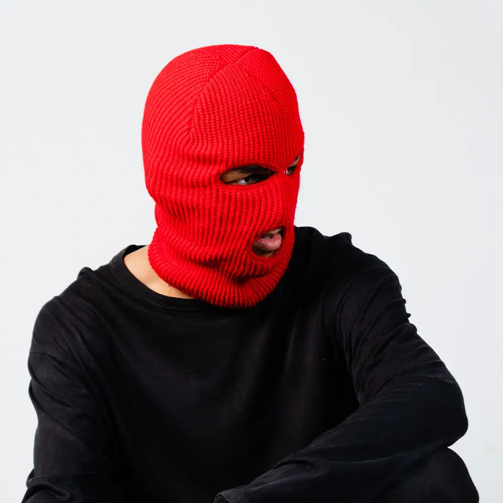 All'ingrosso maschera da sci passamontagna passamontagna maschera da sci 3 fori Logo personalizzato lavorato a maglia per uomo donna Unisex personaggio adulti