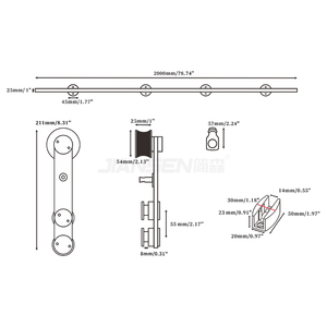 Quincaillerie de porte coulissante à glissière robuste en acier inoxydable de style rustique américain, système de quincaillerie de porte de grange, SS304, 6,6 pieds/2 m, porte simple - Product Image 4