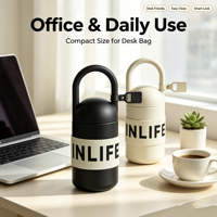 Nouvelle tasse de voyage portable en acier inoxydable 316, design mignon, avec poignée, thermos à café, gobelet pour filles, tasse à café 450 ml
