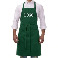 Tablier de cuisine vert foncé personnalisé de haute qualité avec logo, en coton, réglable et durable, idéal pour la restauration, la cuisson, la pâtisserie et la grillade