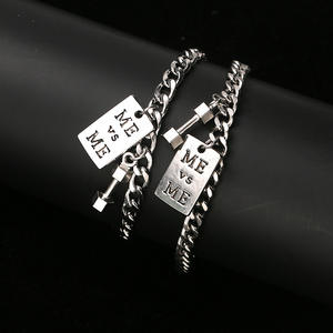 Pulsera de Cadena para Hombre, Plata Tibetana, Etiqueta 'Me Vs Me', Estilo Hip Hop, Joyería de Regalo - Product Image 2