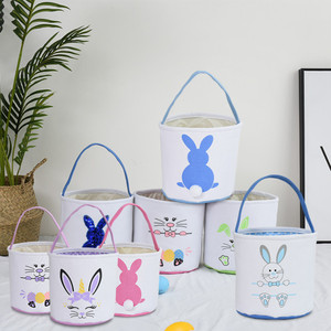 Nuovo Cesto Pasquale per Decorazioni Uova, Cesto Portatile in Tessuto con Coda di Coniglio in Peluche, Vendita all'Ingrosso - Product Image 1