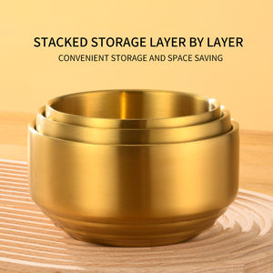 샐러드 그릇과 가정용 식기 한국식 금속 맞춤형 파티 지속 가능한 금 금속 그릇 스테인레스 스틸 14 Cm - Product Image 5