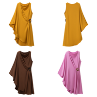 Robe décontractée élégante asymétrique en satin à col rond et boutons pour femme J8 Boutique – Vêtements féminins Vestidos Mujer