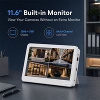 Sistem Kamera PoE KERUI 4CH NVR 4MP dengan Monitor Layar 11,6 inci 4K, Kabel Jaringan 18M, PoE 250m, Plug & Play, XMEye Pro Surveillance