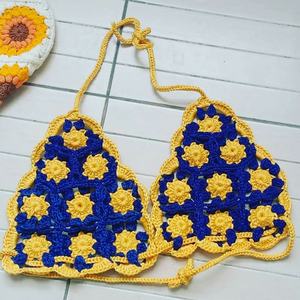 Bikini de Ganchillo Hecho a Mano Vintage Personalizado OEM, Top de Bikini Sexy con Flores 3D, Traje de Baño para Mujer - Product Image 1