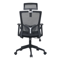 Chaise de bureau économique avec accoudoirs rabattables rembourrés en mousse, dossier haut et appui-tête