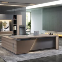 Bureau de direction en bois de luxe moderne en forme de L avec armoire de rangement latérale, taille personnalisable, résistant à l'eau, écologique, garantie 5 ans