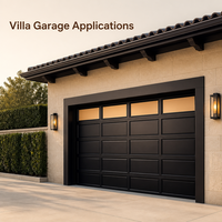 Porte de garage industrielle moderne en aluminium noir à enroulement électrique, panneau rectangulaire à grille, design industriel, résistance au feu 3h pour villa