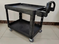 Chariot multifonctionnel robuste à trois niveaux en plastique silencieux pour atelier, entrepôt, transport et stockage de marchandises