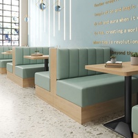 Canapé-banc de café commercial vert pour hôtel et restaurant, mobilier de banquette, ensemble table et chaises en bois