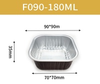 Barquette carrée en aluminium et PP de 9x9cm, 180ml, compatible friteuse à air et four, jetable, pour gâteaux et plats à emporter