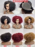 Nouvelle Perruque Courte Cheveux Vierges 13x4 Lace Frontale Complète Pixie Bouclée Vente Chaude en Gros Brésilienne Afro Bouclée Cheveux Humains