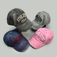 Gorra de Béisbol Bordada Athletic Club para Hombre y Mujer, Rosa, Estilo Desgastado, Tipo Dad Hat, Ajustable, Estilo Vintage, para Uso Diario y Aire Libre