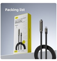 Câble de charge rapide 240W en nylon tressé avec support de téléphone, coudé à 90°, rotation 360° multi-angle, Type-C pour iPhone Gaming