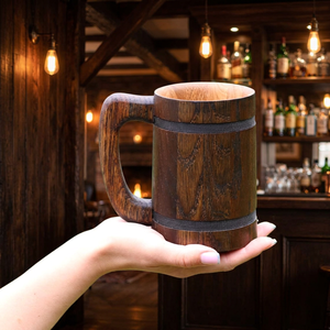 Chope médiévale en bois, tasse à bière viking, tasse à bière, vaisselle historique pour reconstitutions, sans danger pour les aliments, anti-fuite, fournisseur en gros - Product Image 1