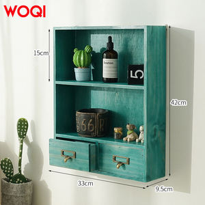 خشب صلب مثبت على الحائط من WOQI مع درجين طراز عتيق لجميع السيناريوهات لتخزين البطاقات الممغنطة - Product Image 5