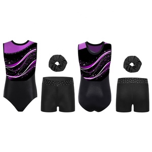 Tenue de patinage artistique, de gymnastique et de danse élégante pour filles de 6 à 16 ans, justaucorps avec short et bandeau pour la pratique des acrobaties - Product Image 4