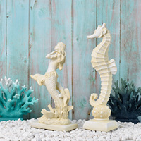 Figurine en résine imitation coquillage de style méditerranéen avec support noir, statue de coquillage océanique pour la décoration de table à la maison