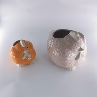 Pot Bunga Janfee Motif Kartun Desain Modern, Keramik Lapis Glaze, Tahan Lama, Untuk Penggunaan Dalam/Luar Ruangan, OEM ODM, Produk Baru