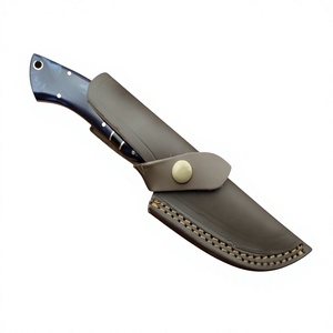 Couteau à lame fixe Drop Point en acier Damas, manche en bois Pakka bleu, garantie 3 ans, couteau de survie pour camping et bricolage - Prix abordables - Product Image 6