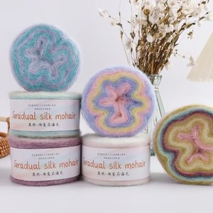 Dimuni progressif <span class=keywords><strong>soie</strong></span> arc-en-ciel hiver Cardigan tricot <span class=keywords><strong>Mohair</strong></span> fil mélangé gâteau Crochet fil à tricoter fil fantaisie - Product Image 4