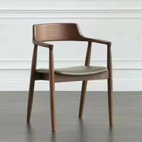 Chaise Hiroshima en bois d'hévéa nordique, entièrement en bois massif, avec dossier et accoudoirs, à joints mortaise et tenon, pour le loisir, le thé, les réunions, le bureau et les restaurants