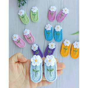 Handmade Knit Flower Hair Clips For Women <b>Sweet</b> Style 10 Cm Cardboard Packaging Crochet Hair Accessories Wool Knitted Hair Clips - Product Image 2