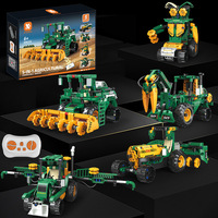 Jouet de construction 5-en-1 transformable : Camion, Moissonneuse-batteuse, Cultivateur, Tracteur, Robot - Briques éducatives programmables en plastique ABS - Cadeau pour enfants