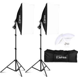 Kshioe Softbox <b>Lighting</b> Kit 20 X 27 Inch E27 Socket Aluminum Portable Photo Studio Equipment With <b>Bulbs</b> - Product Image 5