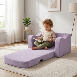 Fauteuil convertible 2-en-1 personnalisé pour enfants, canapé-lit en peluche doux pour chambre d'enfant, salle de jeux et salon - Product Image 1