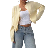 Cardigan en tricot simple boutonnage décontracté pour femmes pull de style européen américain à épaules tombantes pull en tricot pour femmes