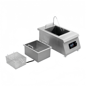 Freidora comercial de doble tanque y doble cesta de 8L + 8L con temporizador, ideal para pollo frito, patatas fritas y albóndigas. - Product Image 5