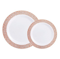 Assiettes à dessert classiques en plastique PS sans BPA, réutilisables, écologiques, pour mariage, fête, bord doré/argenté, blanches, pour restaurants