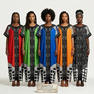 Nouvelle Robe <span class=keywords><strong>de</strong></span> Luxe en Coton Respirant à Col en V pour <span class=keywords><strong>Femme</strong></span>, Vêtement Traditionnel Africain Musulman pour <span class=keywords><strong>Femme</strong></span> - Product Image 4