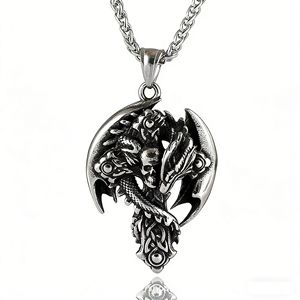 Yunnique – collier avec pendentif crâne de Dragon en acier inoxydable, bijoux unisexes de Style Punk pour hommes et femmes - Product Image 1