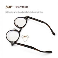 Monture ovale vintage rétro en acétate à charnière à ressort de haute qualité, bras rotatifs à 360°, effet écaille de tortue SP610, pour verres de haute prescription