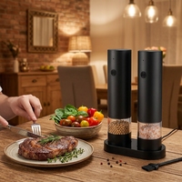 Ensemble moulin à sel et à poivre intelligent, automatique, à piles, écologique, électrique, en plastique, avec mécanisme poussoir-tiroir