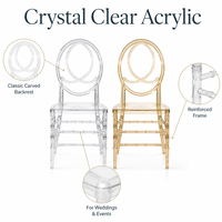 Chaises de mariage empilables Chiavari, chaises de banquet en acrylique transparentes, chaises transparentes comme du cristal pour la décoration de mariages