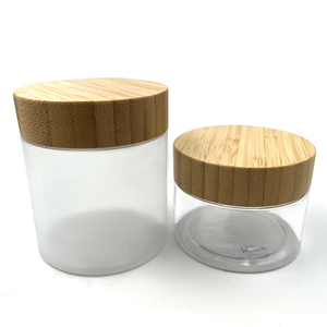 Sang Trọng Tùy Chỉnh <span class=keywords><strong>50Ml</strong></span> 150Ml 250Ml 500Ml Nhựa Cơ Thể Mỹ Phẩm Kem <span class=keywords><strong>Frosted</strong></span> Rõ Ràng Lọ Màu Nâu 8Oz Với Tre Gỗ Nắp - Product Image 2