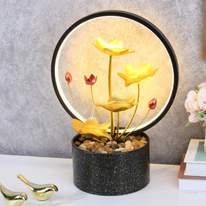 Fontaine d'eau décorative pour la maison, ronde, pour bureau, avec fonction Feng Shui et design à circulation d'eau. - Product Image 4