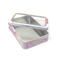 Boîte en métal rectangulaire pour emballage de biscuits et de thé, qualité alimentaire, avec couvercle transparent, boîte en métal personnalisée avec fenêtre