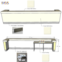 Mostrador de Bar Comercial para Restaurante, Pub o Bar, Mostrador de Café Personalizado al por Mayor, Marca Hi-Macs, Krion, Corian, Hanex, Superficie Sólida