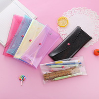 Vente en gros de sac à stylo transparent pailleté pochette holographique à crayons en PVC enveloppe porte-monnaie avec sacs de rangement à bouton pression