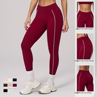 Pantalon de yoga OEM personnalisé avec logo, couleur contrastante, effet seconde peau, taille élastique, coupe cheville haute, pour le sport et la course en extérieur