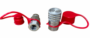 3/8 'बड़ा सपाट चेहरा हाइड्रोलिक त्वरित कनेक्ट युग्मन सेट स्किड डटर डस्ट कैप्स के साथ कूपलर को धूल कैप से अलग करता है - Product Image 3