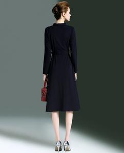 Abito da camicia da donna Casual Casual a maniche lunghe monopetto in tinta unita <span class=keywords><strong>al</strong></span> <span class=keywords><strong>ginocchio</strong></span> di fascia alta - Product Image 6