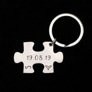 พวงกุญแจคู่รักทำจากสเตนเลสเปล่าสลักเป็นโลหะแบบกำหนดเองได้พวงกุญแจคู่รักวันวาเลนไทน์ - Product Image 3