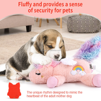 Jouets en peluche pour chien avec simulation de battement de cœur de licorne, jouet apaisant pour chien pour soulager l'anxiété, compagnon de sommeil